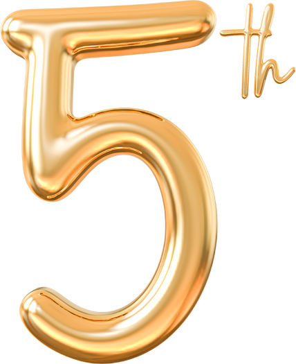 5th anniversary 3d gold number