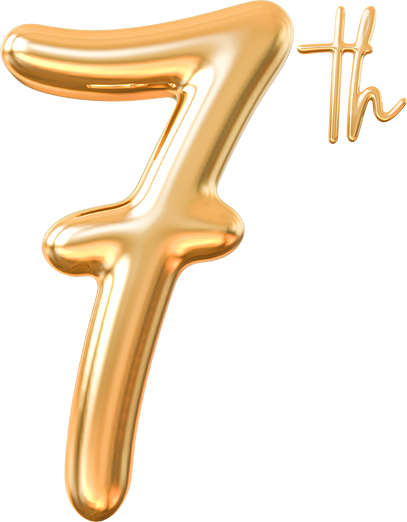 7th anniversary 3d gold number